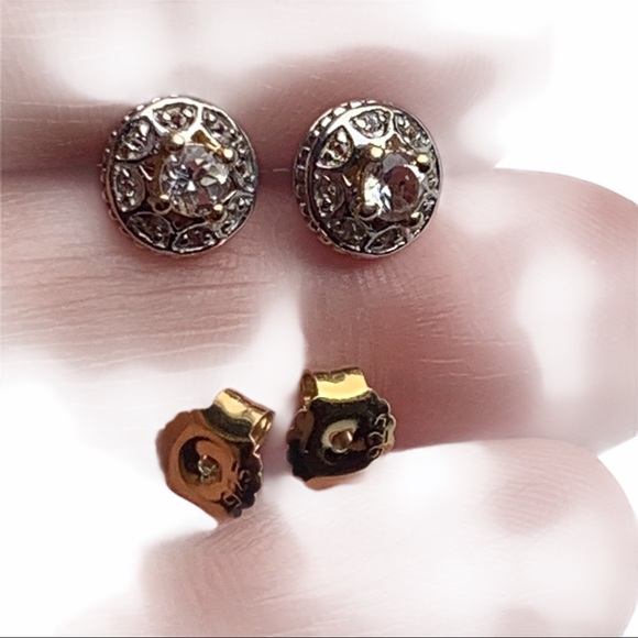 White Topaz Sterling Silver Round Earrings NWT - Picture 6 of 7